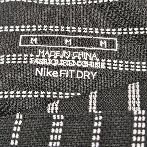Nike Fit Dry Golf Polo Shirt Mens Size M Black White Striped Fit Dry Polyester - Picture 4 of 10